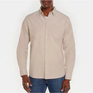 NEW Gap Men's XL Long Sleeve Button down Oxford Shirt Beige Cotton/Spandex